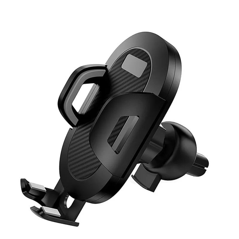 Auto lock car phone holder mounted on car air vent holding mobile phone