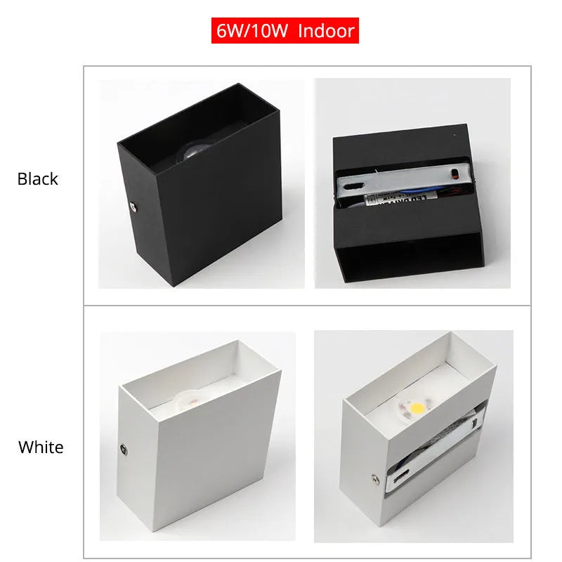 Square indoor corridor wall lamp with aluminium alloy shell in black, grey or white with adjustable colour temperature