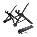 Sagacious black portable folding computer bracket with carrying case for laptops and tablets