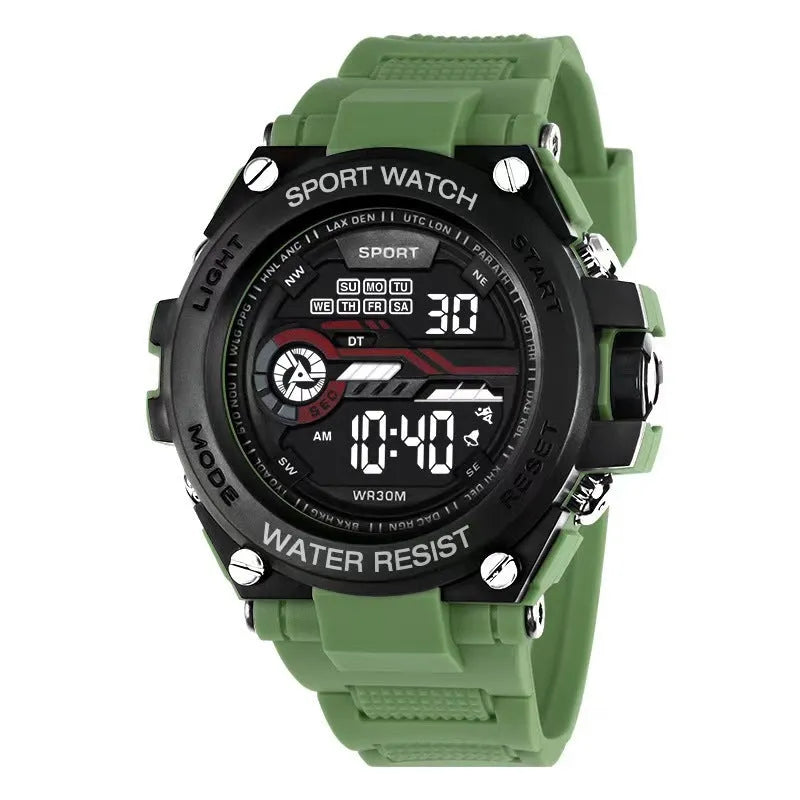 Fashion digital electronic watch for teenagers shown in one of ten available colour variants
