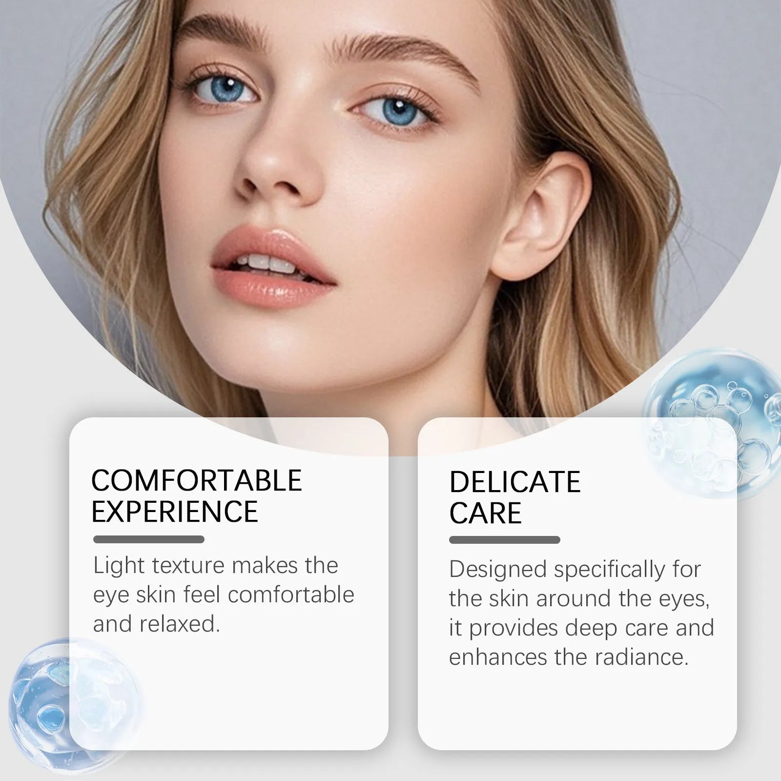 20g tube of moisturising eye cream with ceramide EOS ingredients, 3cm diameter by 13.3cm length