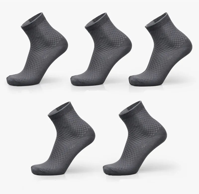 Men's bamboo fibre socks showing small square pattern in one of five available colours.