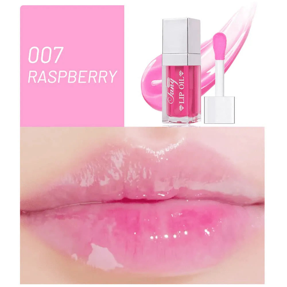 Bright mint lip gloss tube with five colour options showing moisturising and repairing lipstick