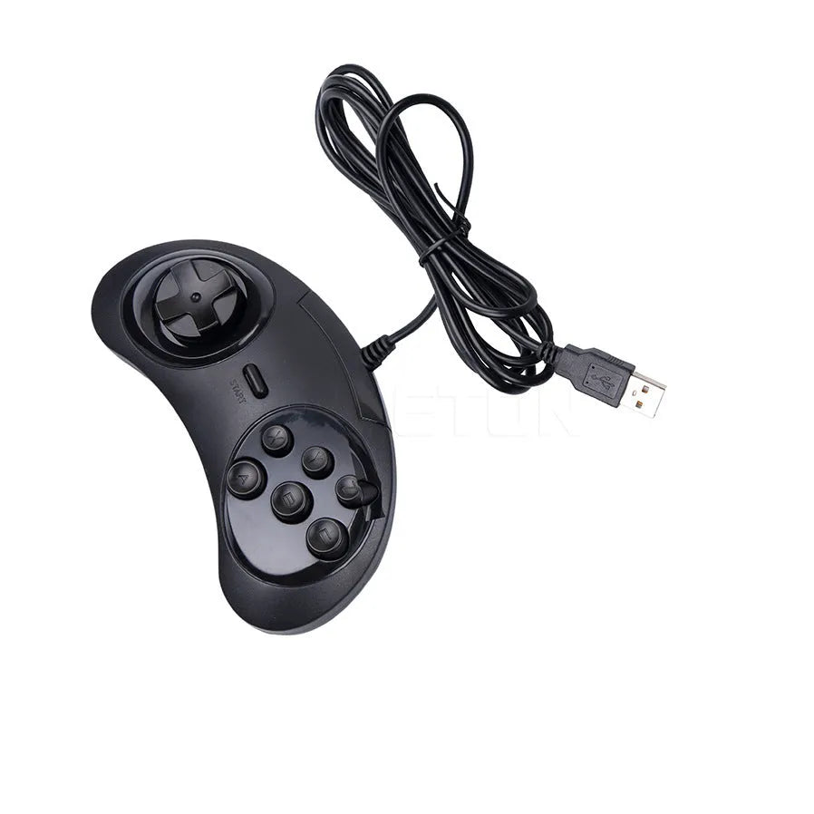 Black Sega USB PC gaming controller with 1.8-metre cable on a desk