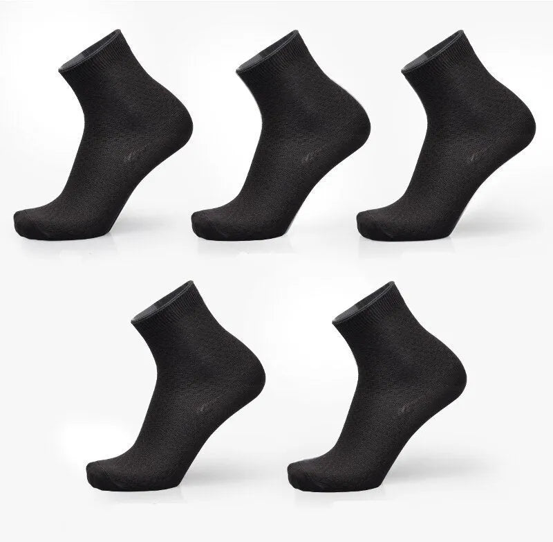 Men's bamboo fibre socks showing small square pattern in one of five available colours.