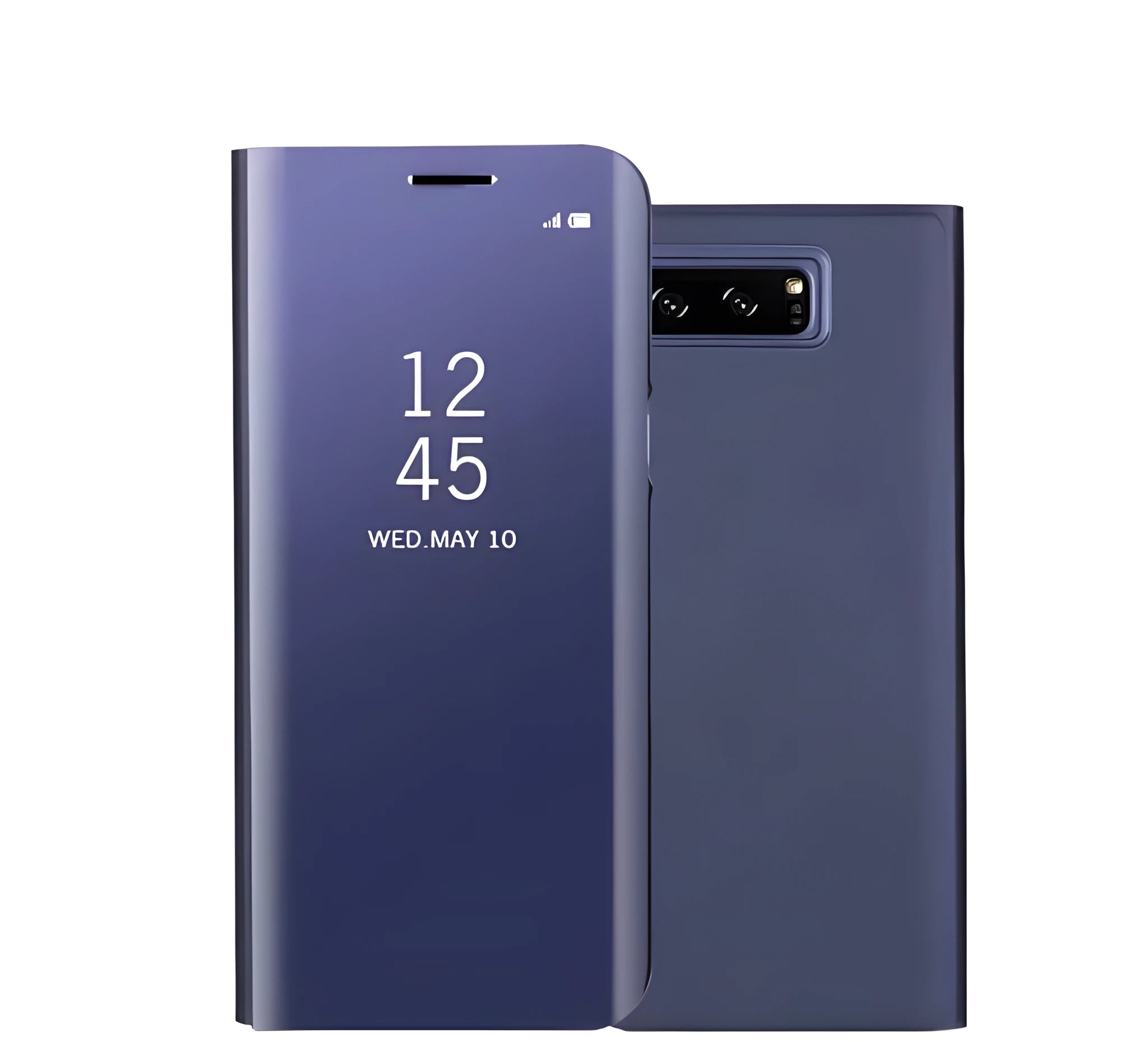 Samsung Galaxy Note20 phone case with mirror back and integrated folding stand in various colours.
