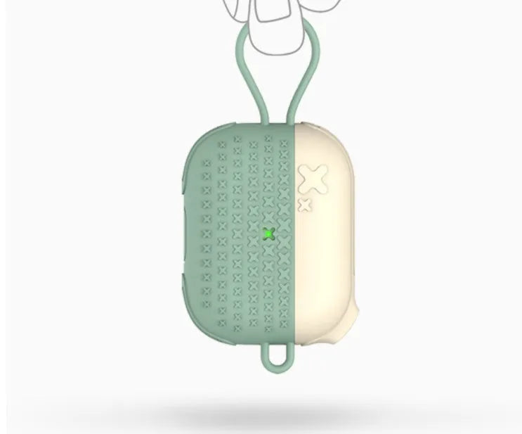 Silicone case compatible with Airpods Pro in white showing earphone charging cover