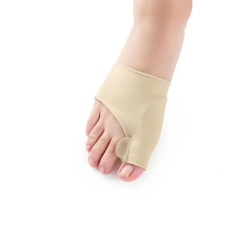 Corrective toe socks with silicone gel toe separator and bunion pad on a stretch fabric base.