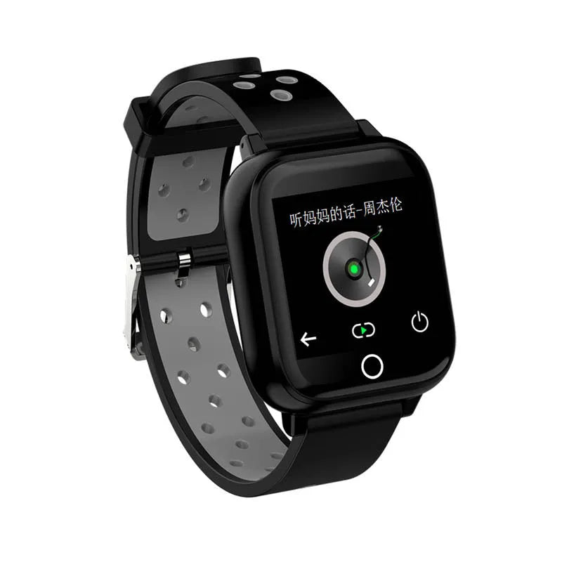 Smart watch with integrated Bluetooth earbuds showing 1.4-inch display with heart rate monitoring interface