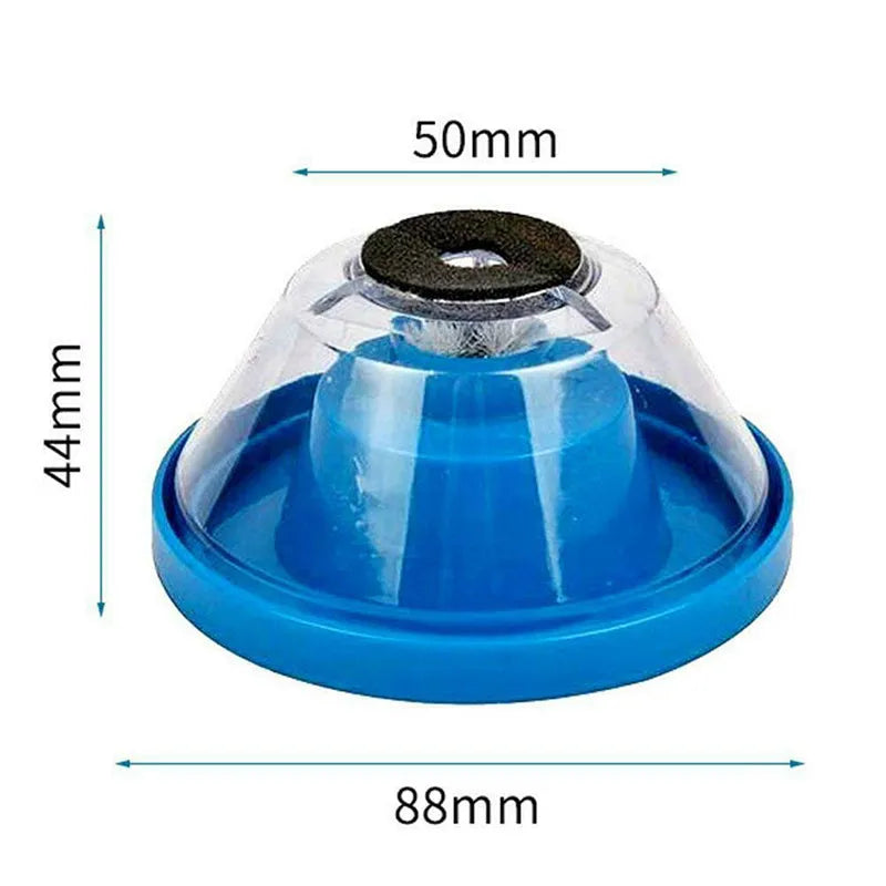 Blue plastic electric hammer drill dust stopper with sponge grip and hollow debris collection cavity.