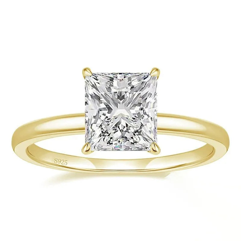 Simple geometric women's ring in 925 silver with a round zirconia stone, shown in silver, gold, and rose gold finishes.