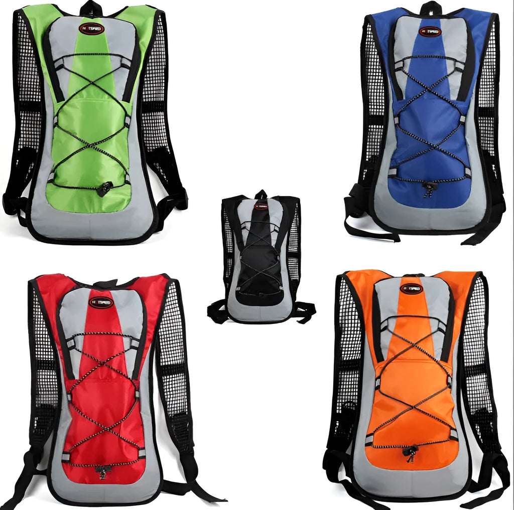 Lightweight waterproof outdoor sports backpack in black with shoulder strap for running and off-road cycling