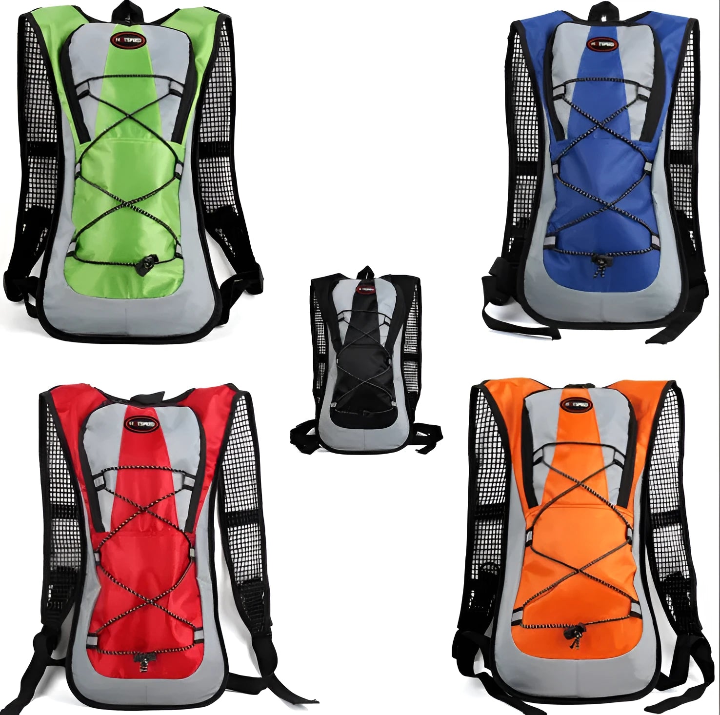 Lightweight waterproof outdoor sports backpack in black with shoulder strap for running and off-road cycling