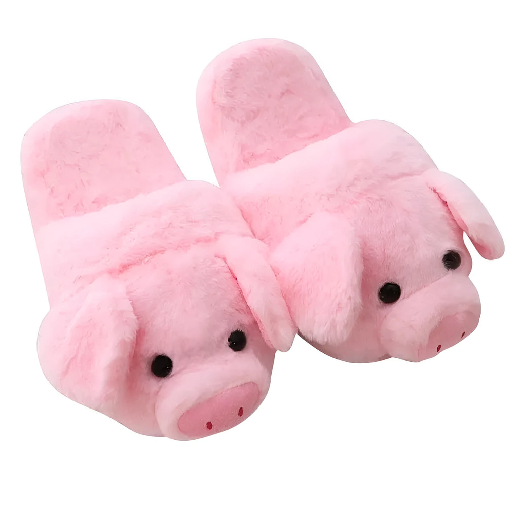 Pink pig floor slippers with short plush exterior and PP cotton filling