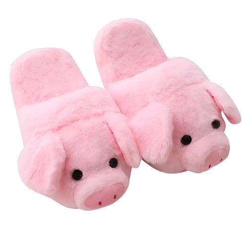 Pink pig floor slippers with short plush exterior and PP cotton filling