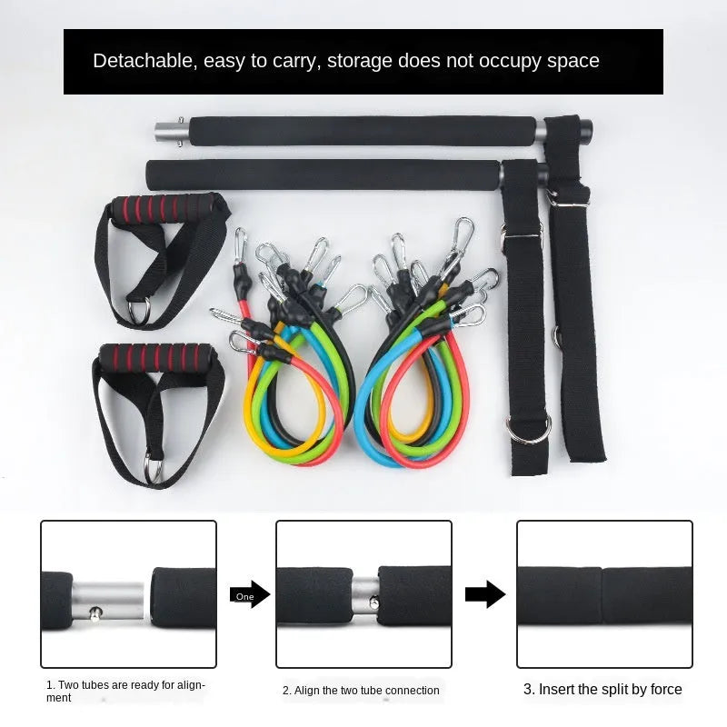 Home squat strength training fitness equipment set adjustable 100-pound resistance TPE black colour