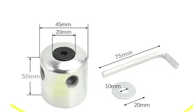 Lawn mower replacement trimmer line pack with silver aluminium head and four light yellow cutting strings