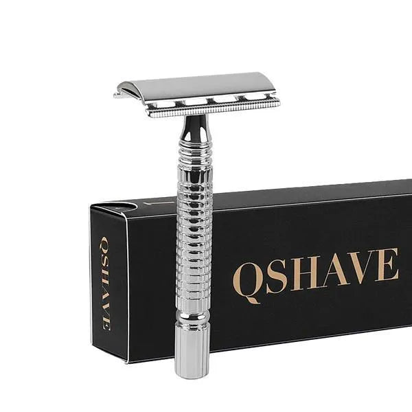 Chrome double-edged safety razor with blade and storage box set