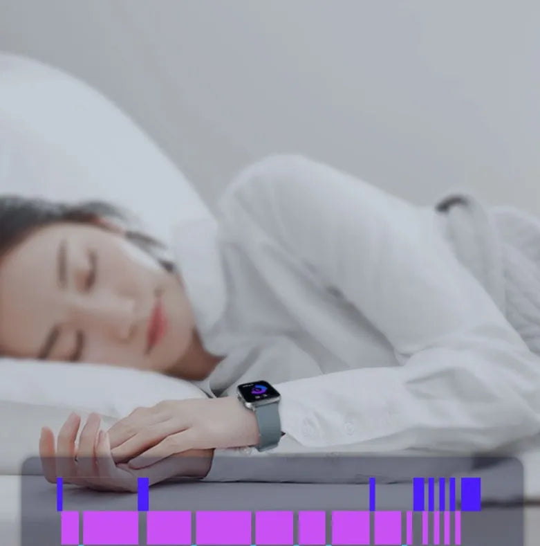 Blue smart watch with 1.7-inch touch screen on adjustable silicone strap