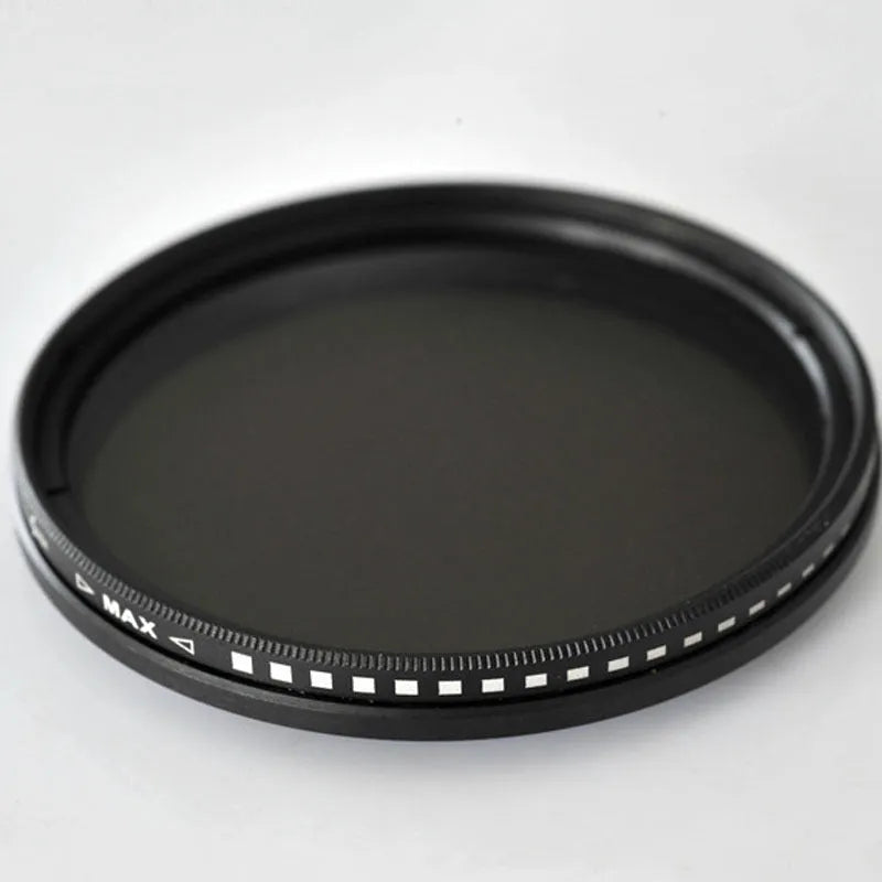 Adjustable multi-diameter neutral density camera filter for exposure control photography