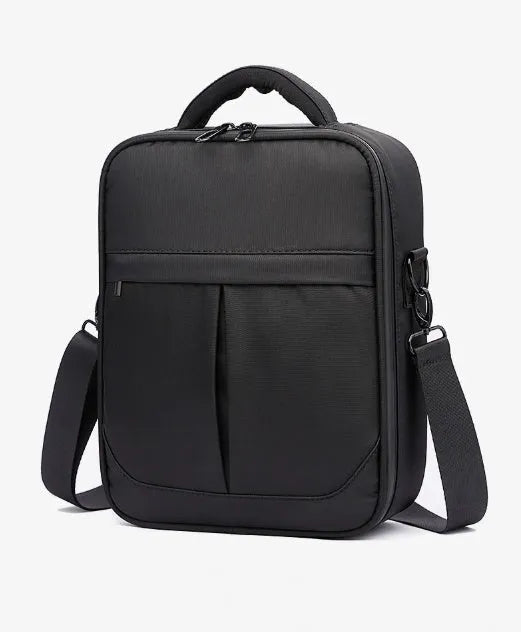 Black Oxford fabric men's messenger shoulder bag showing dimensions