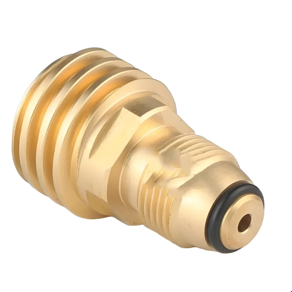 Brass gas brazing copper adapter with gold finish showing taper thread and internal thread connections