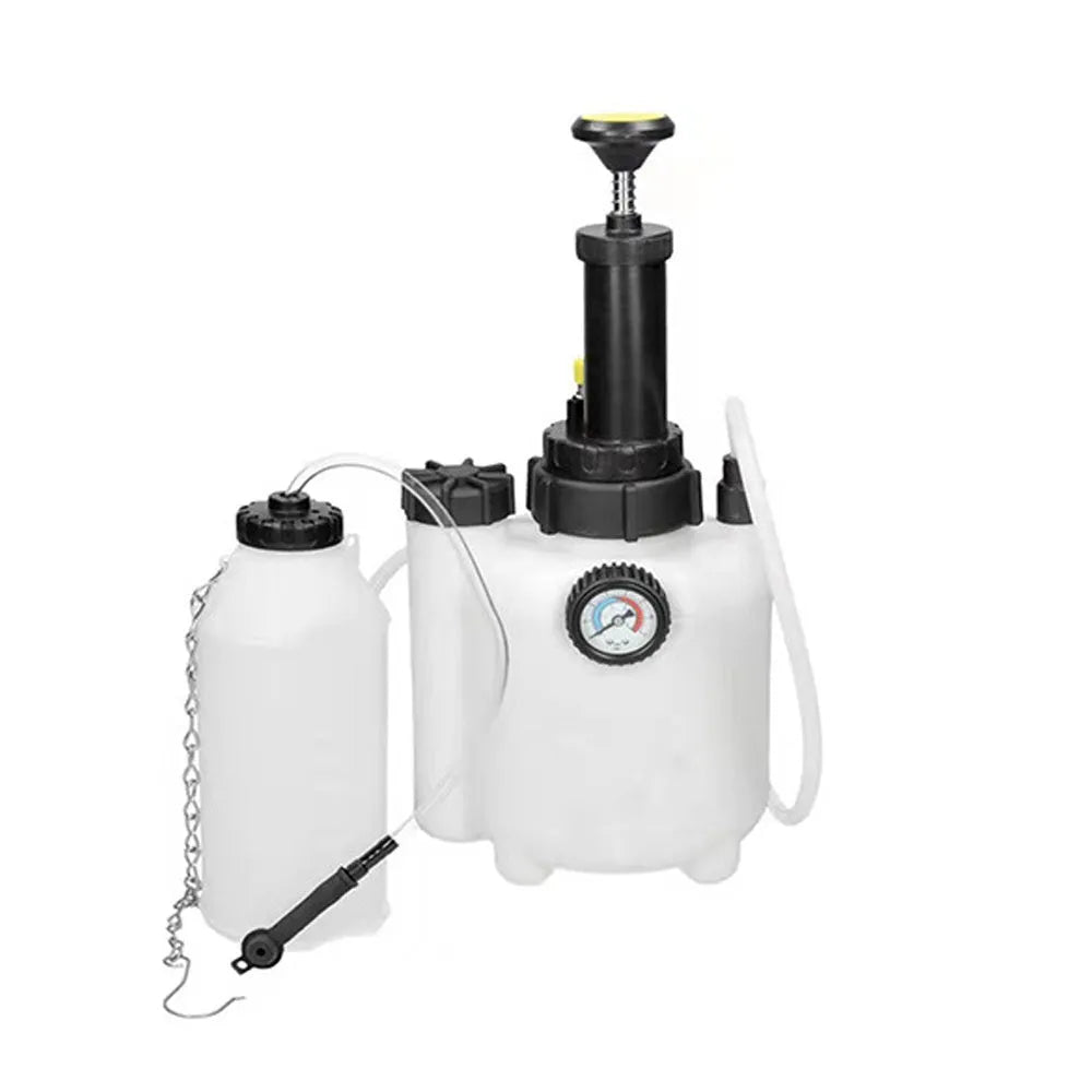 White 3-litre brake oil tank replacement tool with copper and iron components for automotive maintenance