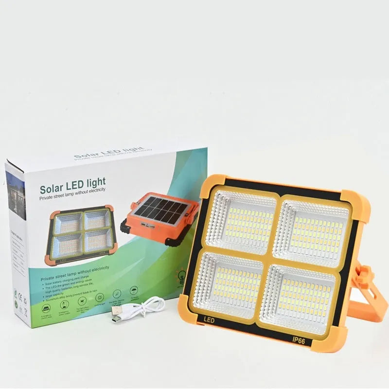Portable square camping lantern with high-power 100W illumination, IP66 rated, size 215x180mm