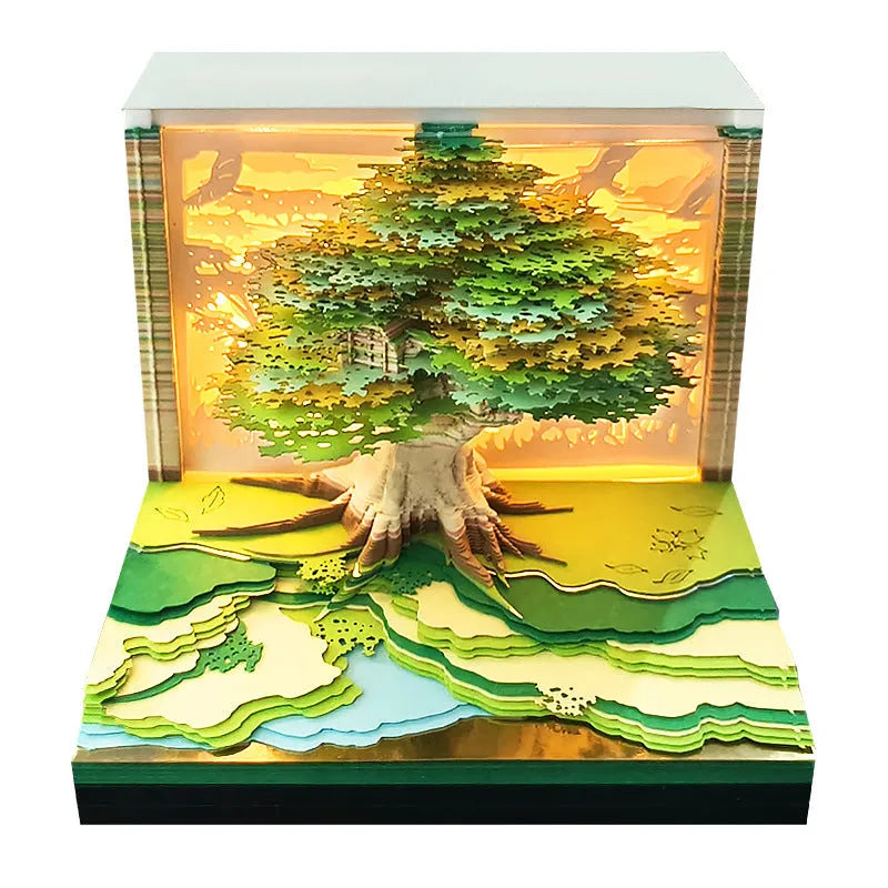 3D sticky note paper carving notepad with tear-off pages and decorative ornament design