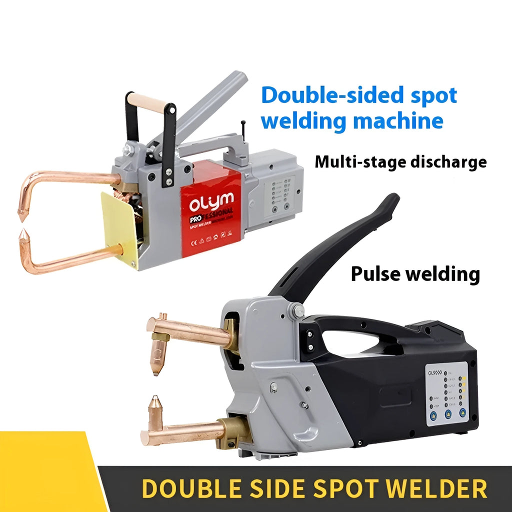 OL8000 double-sided spot welding machine with manual control panel and welding heads