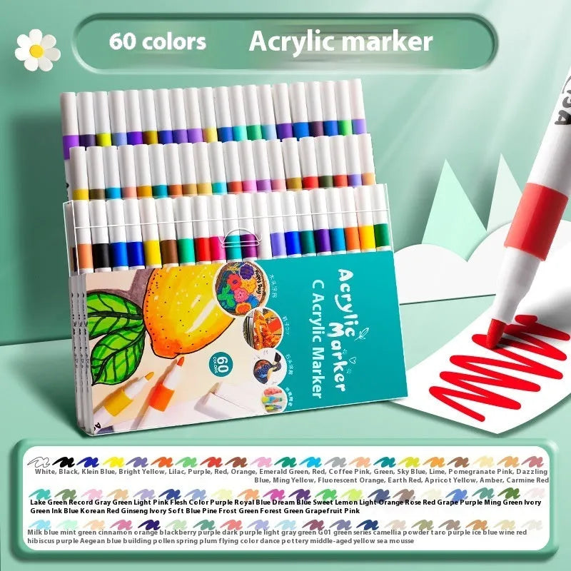 Acrylic marker pen set for student art projects with multiple colour options