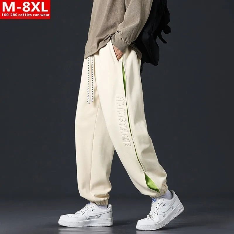 Men's cotton trousers with stitching printing design and banded ankle styling in multiple colour options