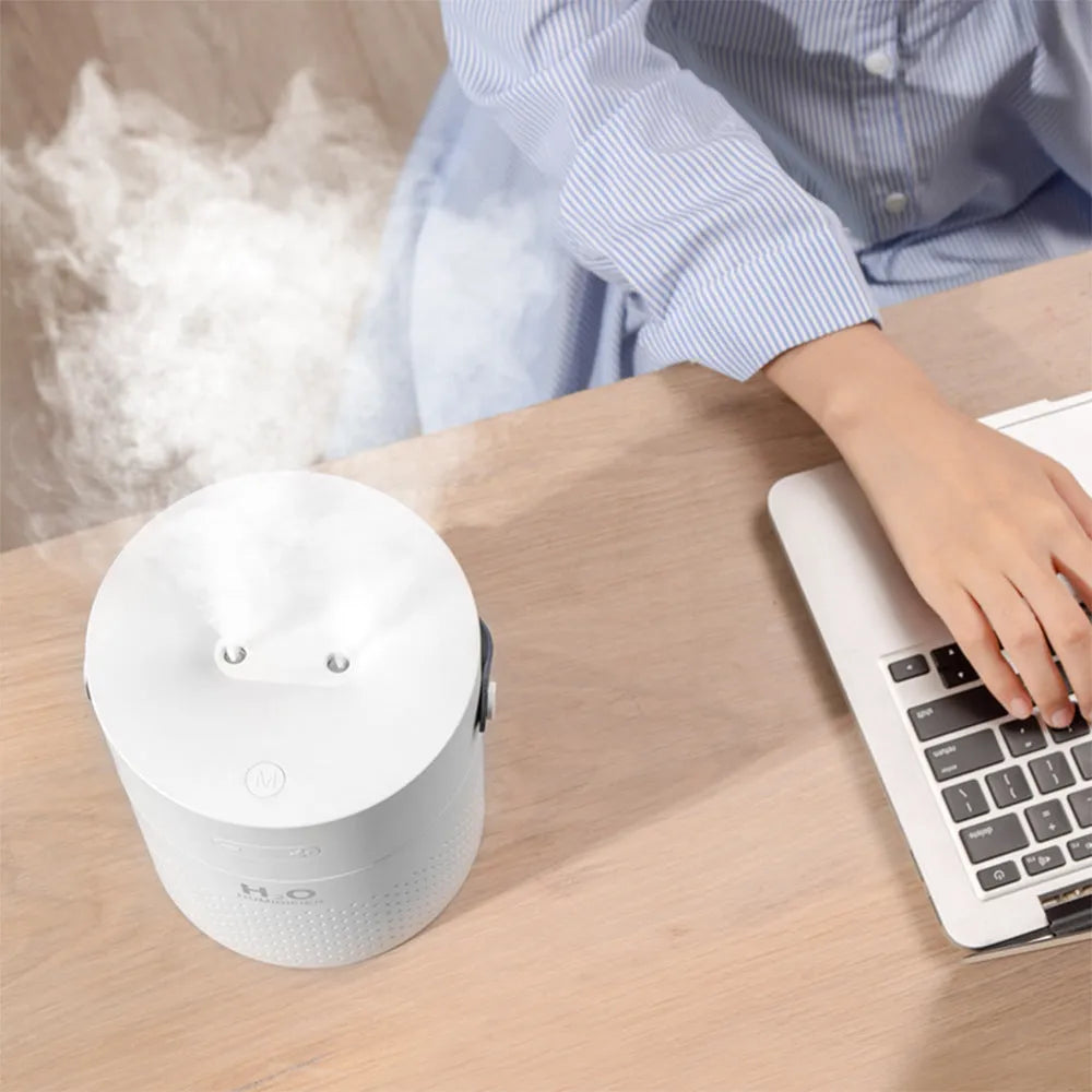 USB rechargeable bedroom humidifier in green, grey, pink or white with 1.1L capacity tank