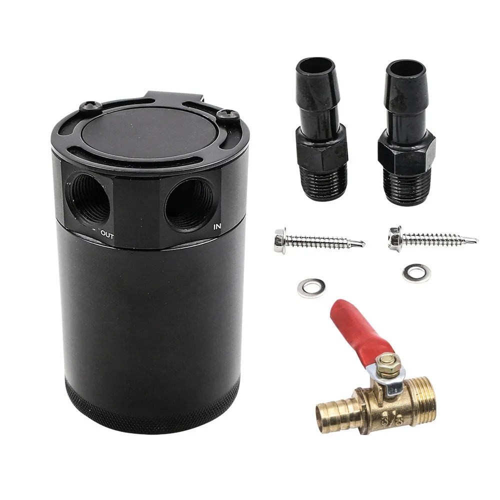 Black aluminium automotive oil can with two-hole breathable design and oil-free valve