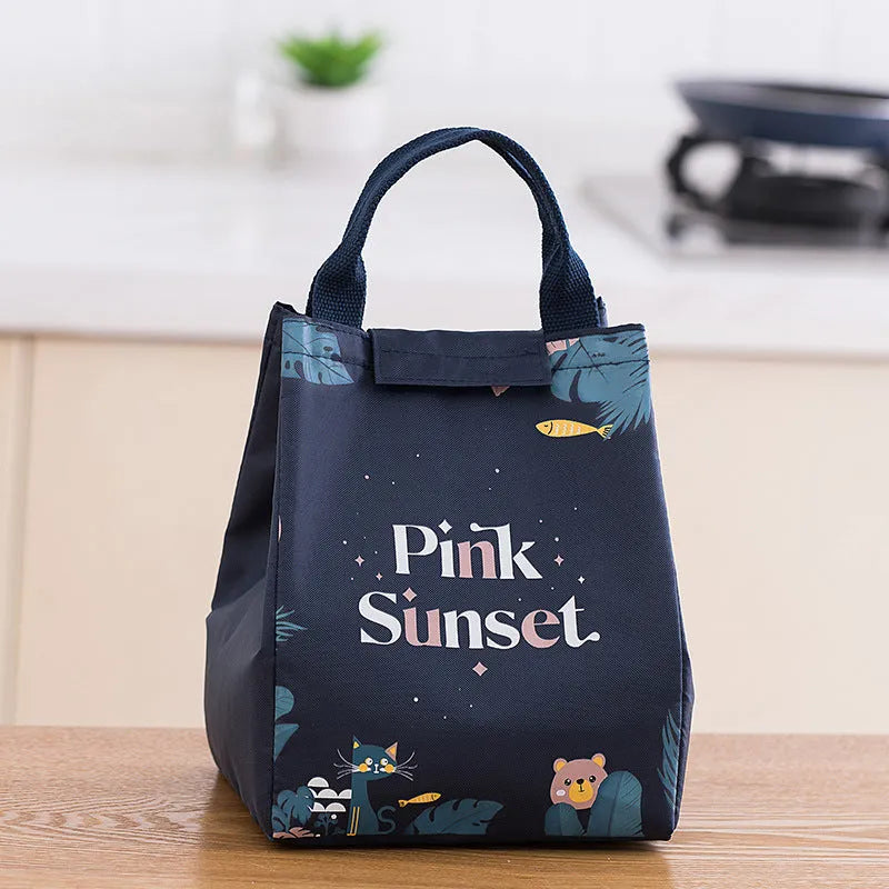 Thickened thermal insulation portable lunch box with integrated carrying bag in multiple colour designs