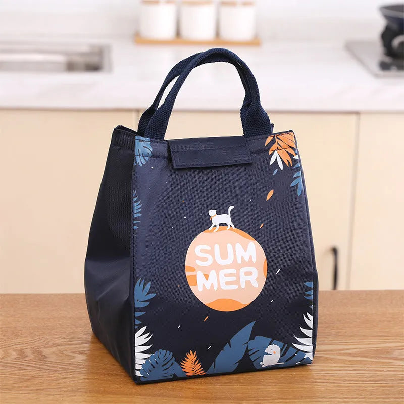 Thickened thermal insulation portable lunch box with integrated carrying bag in multiple colour designs