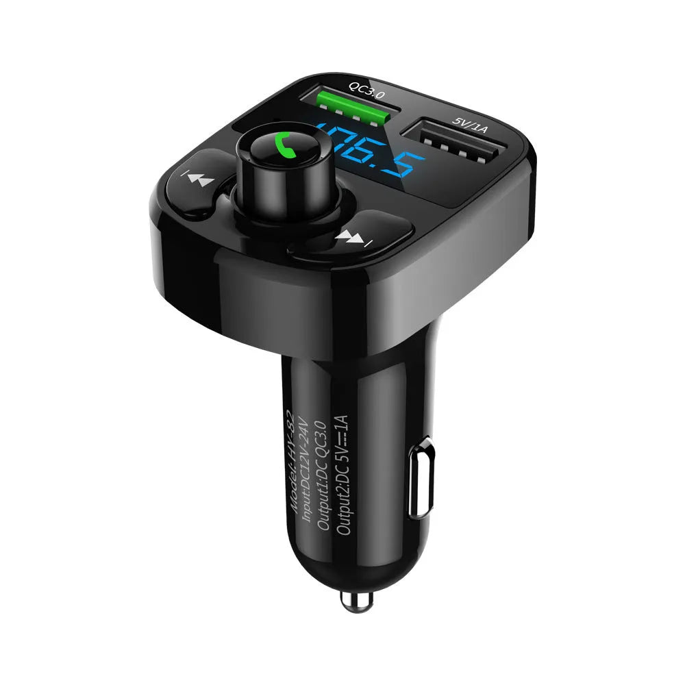HY82 car Bluetooth MP3 player with FM transmitter installed in vehicle cigarette lighter socket