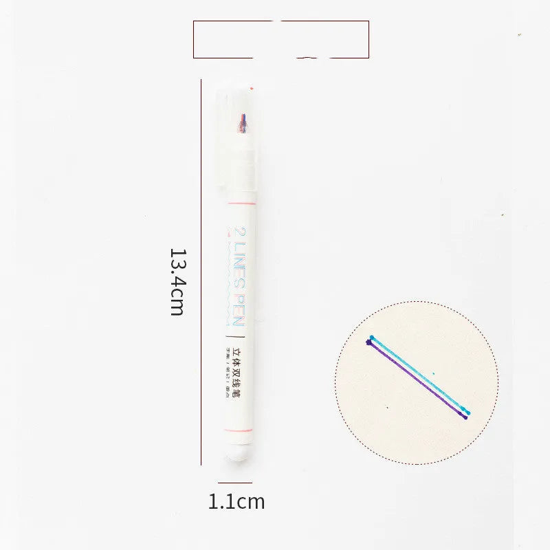 Two-colour highlighter pen with 0.5mm tip for student revision notes