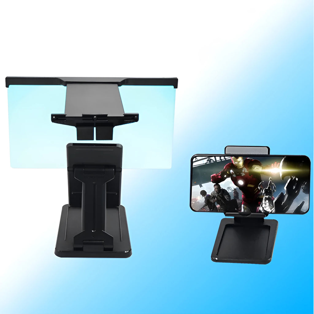 Black L20 smartphone screen magnifier with separate mounting bracket on a table.