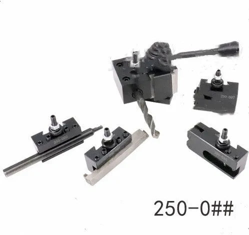 Machifit 250 series steel quick change wedge tool post and holder for mini woodworking or metalworking lathe.