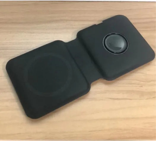 White magnetic wireless charging dock in folded position showing dual charging surfaces and Type-C port