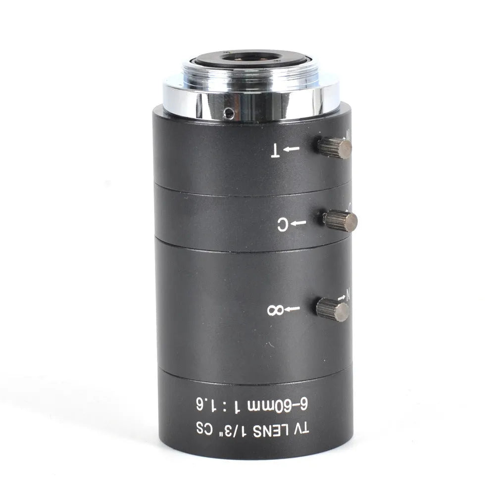 Black manual aperture 6-60mm CCTV lens with CS mount for 1/3" cameras