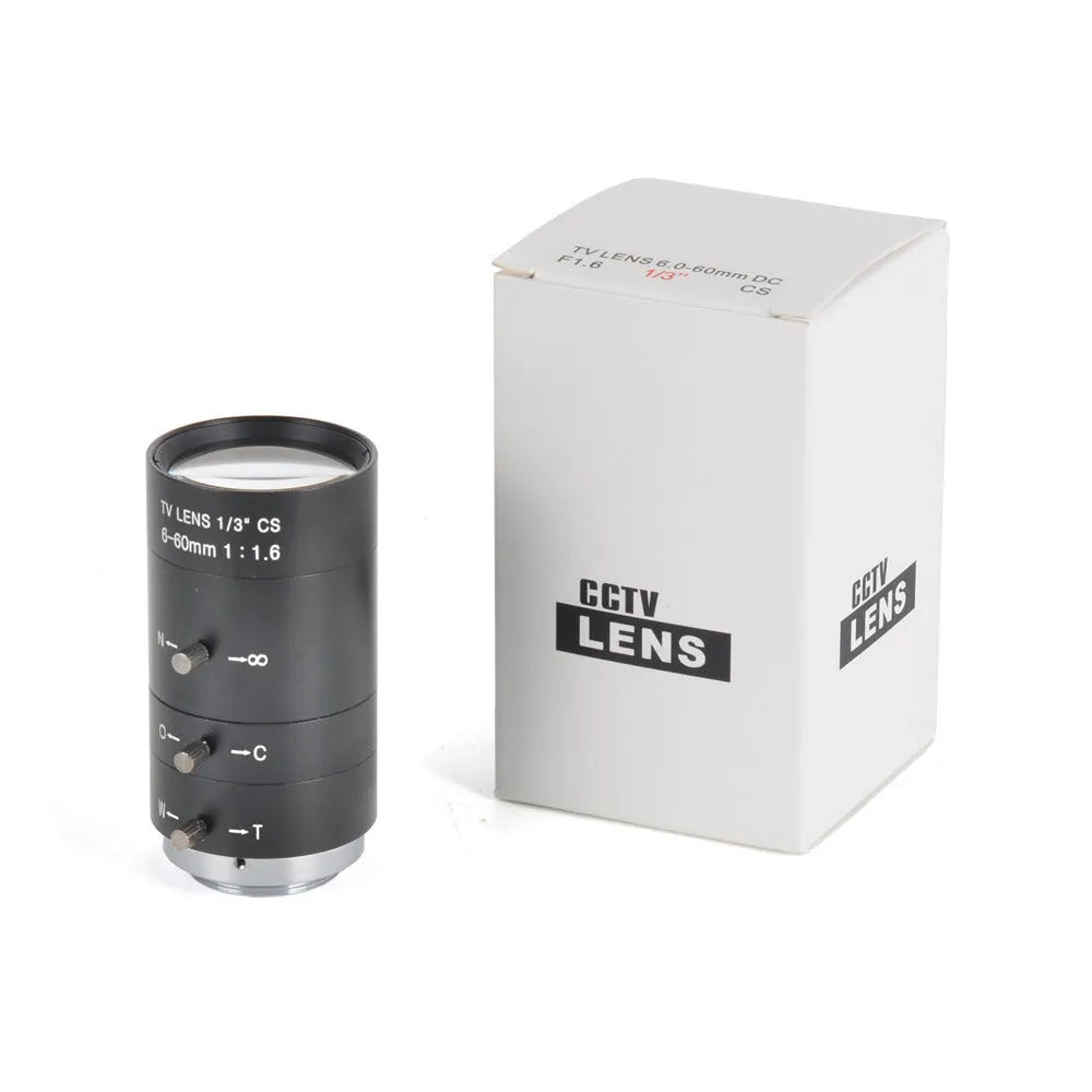 Black manual aperture 6-60mm CCTV lens with CS mount for 1/3" cameras