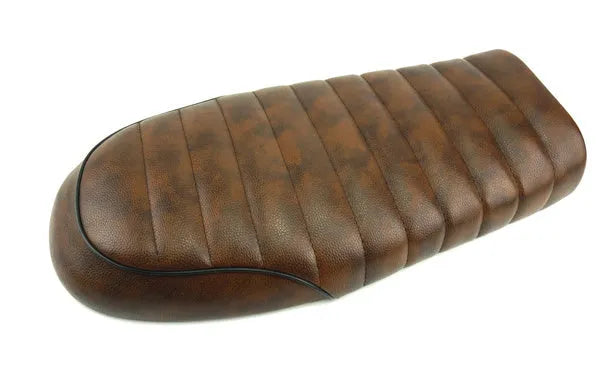 Black vintage hump seat cushion saddle with ABS base, 53cm length, for motorcycle retrofit
