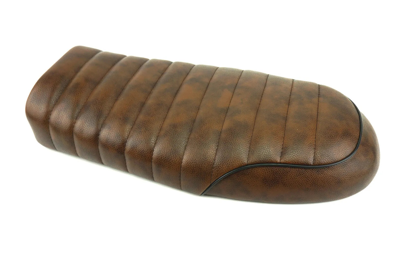 Black vintage hump seat cushion saddle with ABS base, 53cm length, for motorcycle retrofit