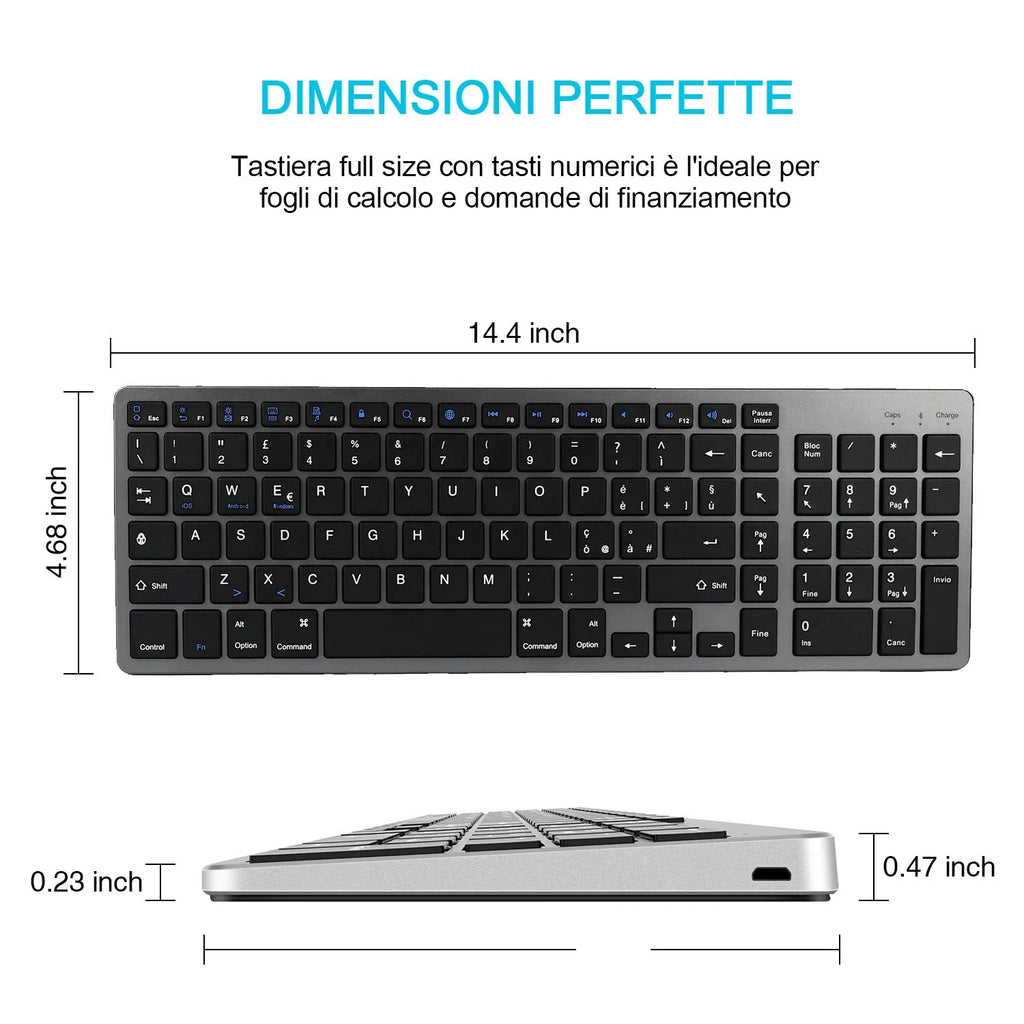 Ultra-thin white Bluetooth keyboard with 104 keys for iPad and tablet