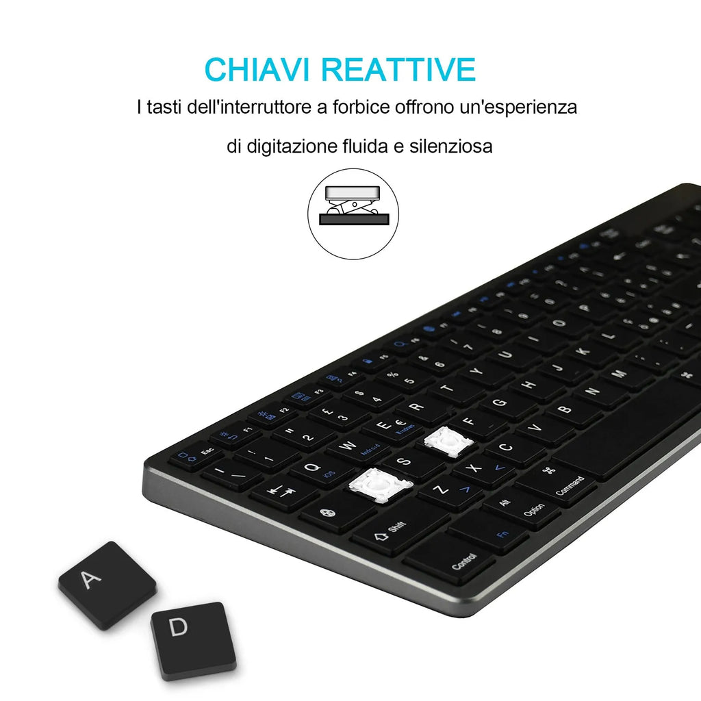 Ultra-thin white Bluetooth keyboard with 104 keys for iPad and tablet