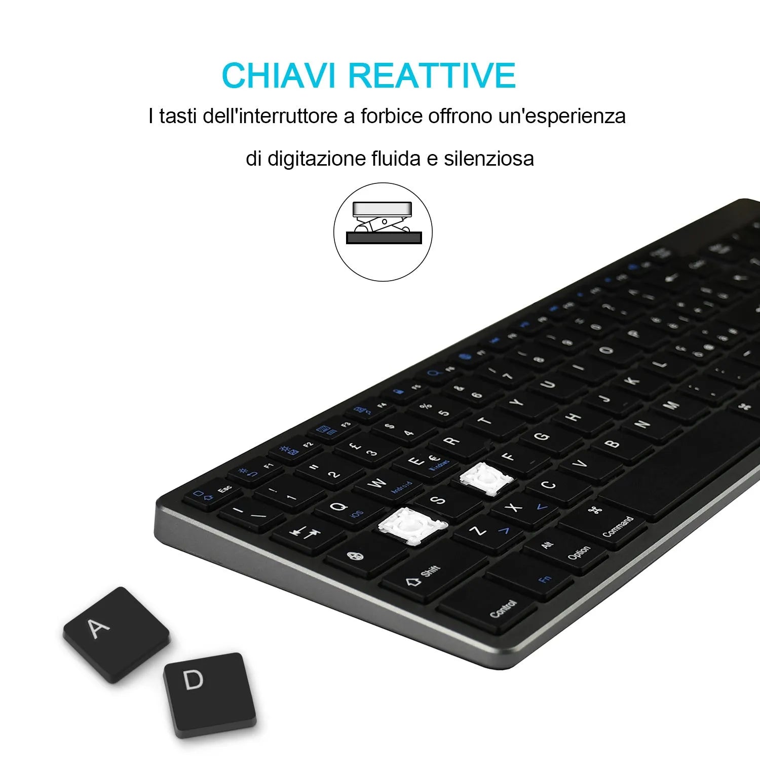 Ultra-thin white Bluetooth keyboard with 104 keys for iPad and tablet