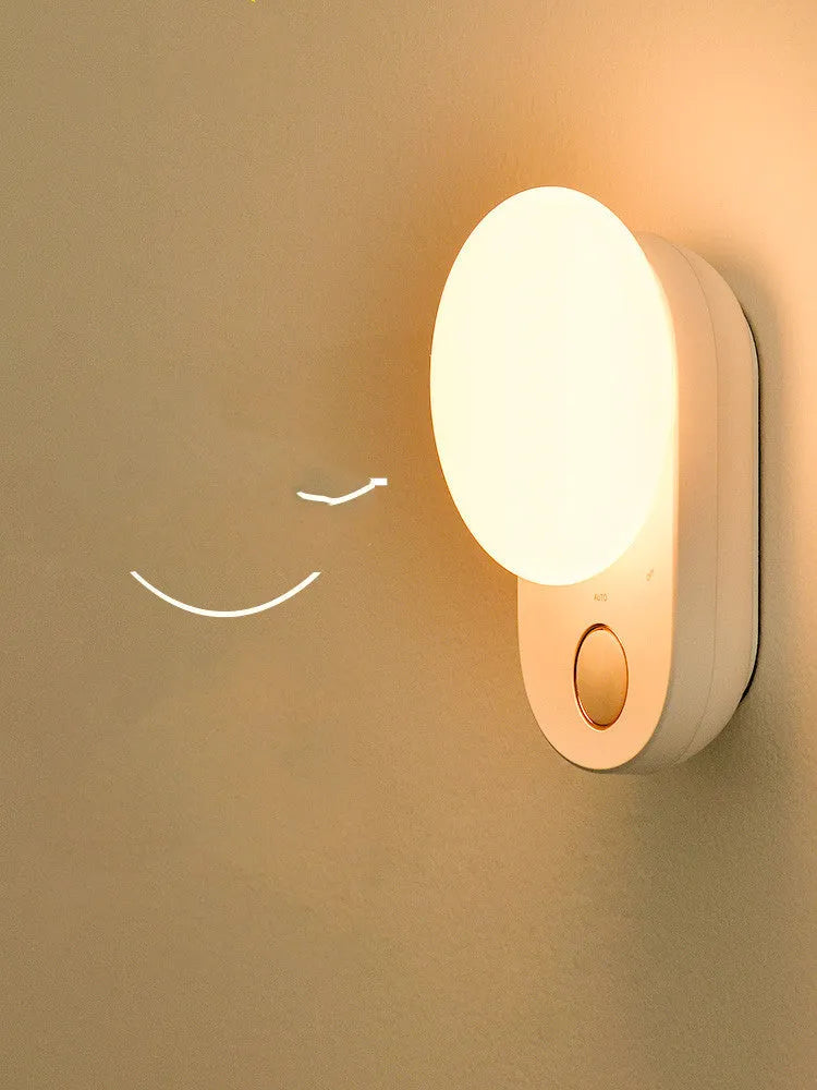 White Baseus rechargeable sensor night light with motion detection for bedroom bedside use