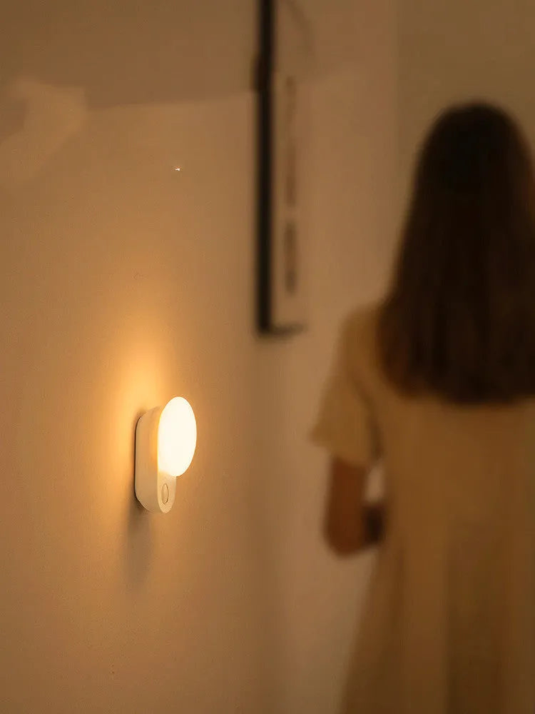 White Baseus rechargeable sensor night light with motion detection for bedroom bedside use